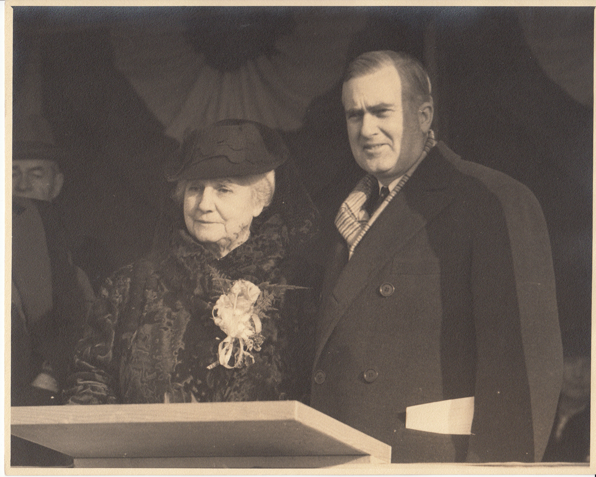 Mina Edison and Charles Edison at opening of Edison Bridge over Raritan River.