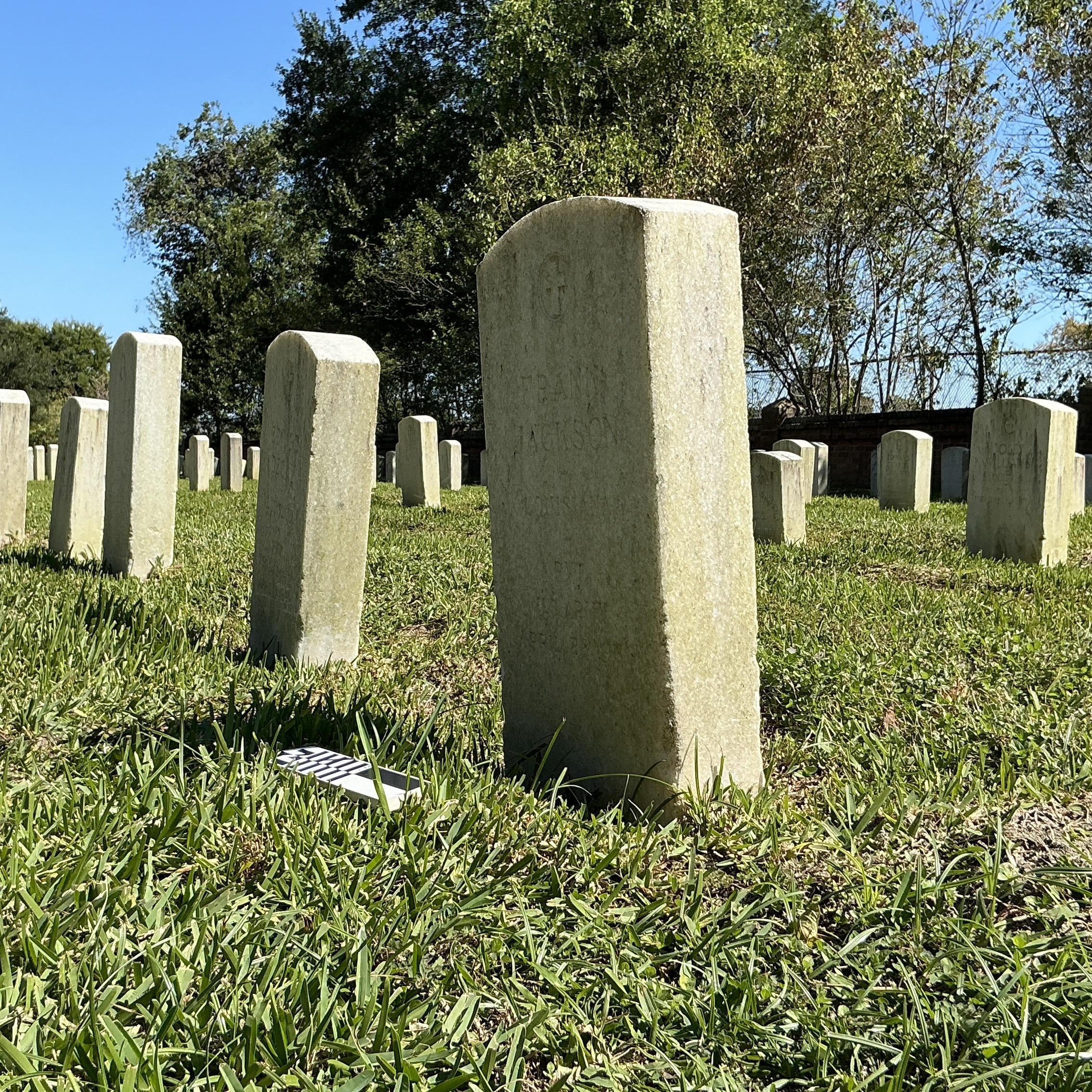 Extra image of upright marble headstone with flat face.