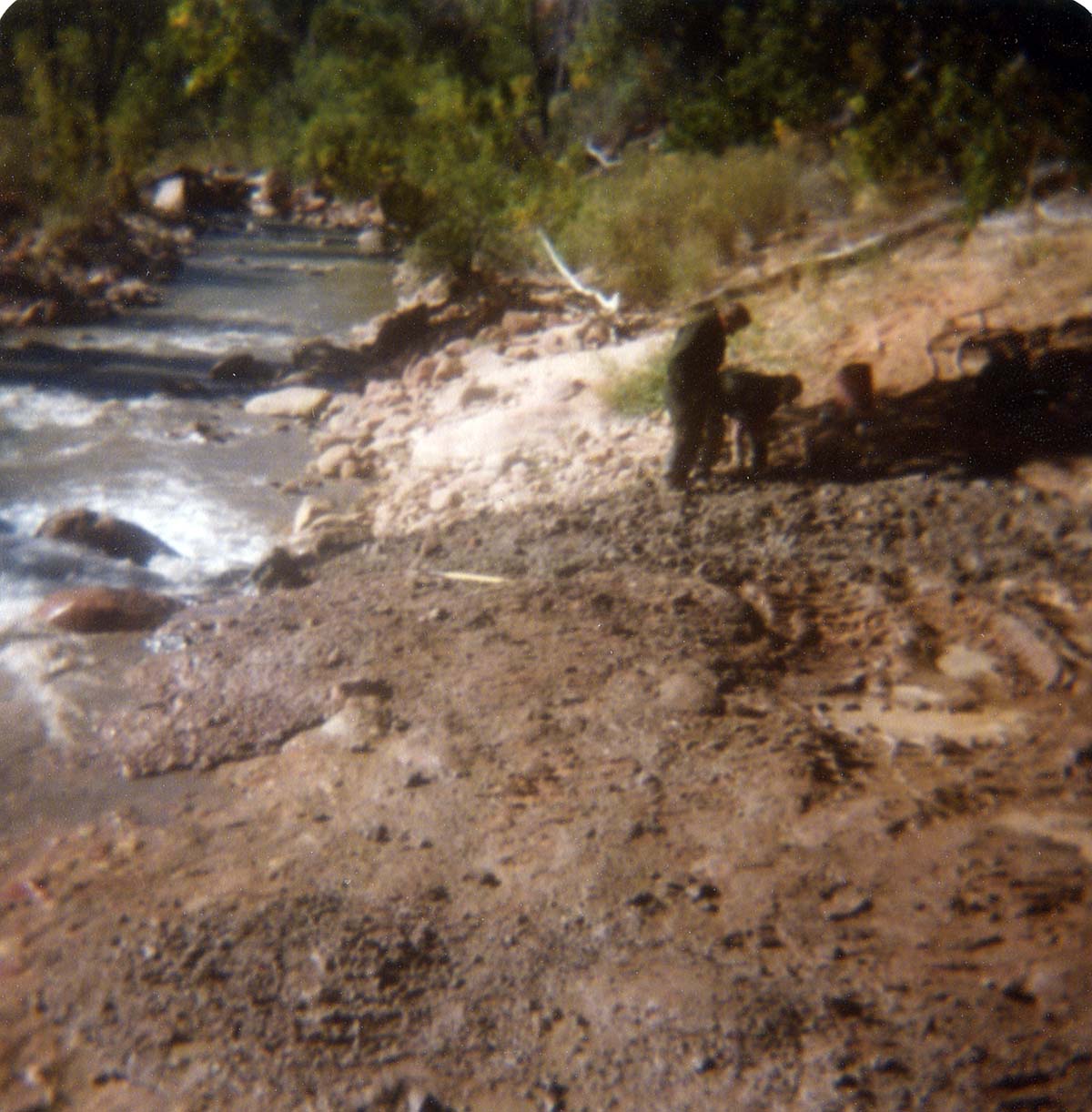 Color photo of the construction/modification of the Canyon Junction spillway on the Virgin River.