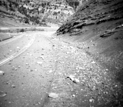 BW photos of rock slides in Kolob Canyons - 110mm.