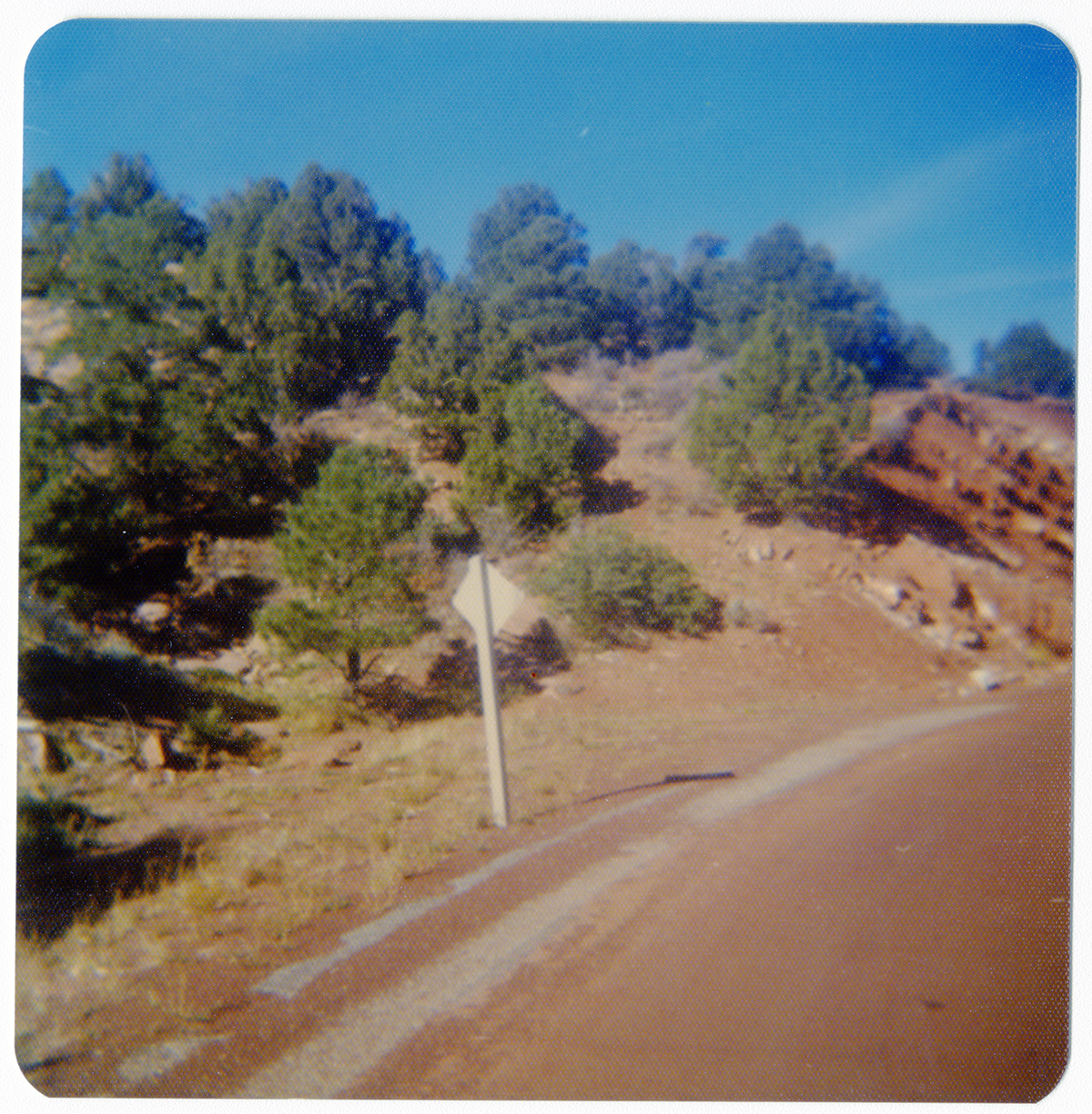 Landscape along the Kolob Terrace Road - North Unit and the back side of a road sign.