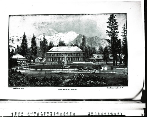 Drawn by Thomas Hill/Moss Engraving Co., N.Y. Copied from J.M. Hutchings' "In the Heart of the Sierras," p. 225. copied 1984 by Michael Dixon