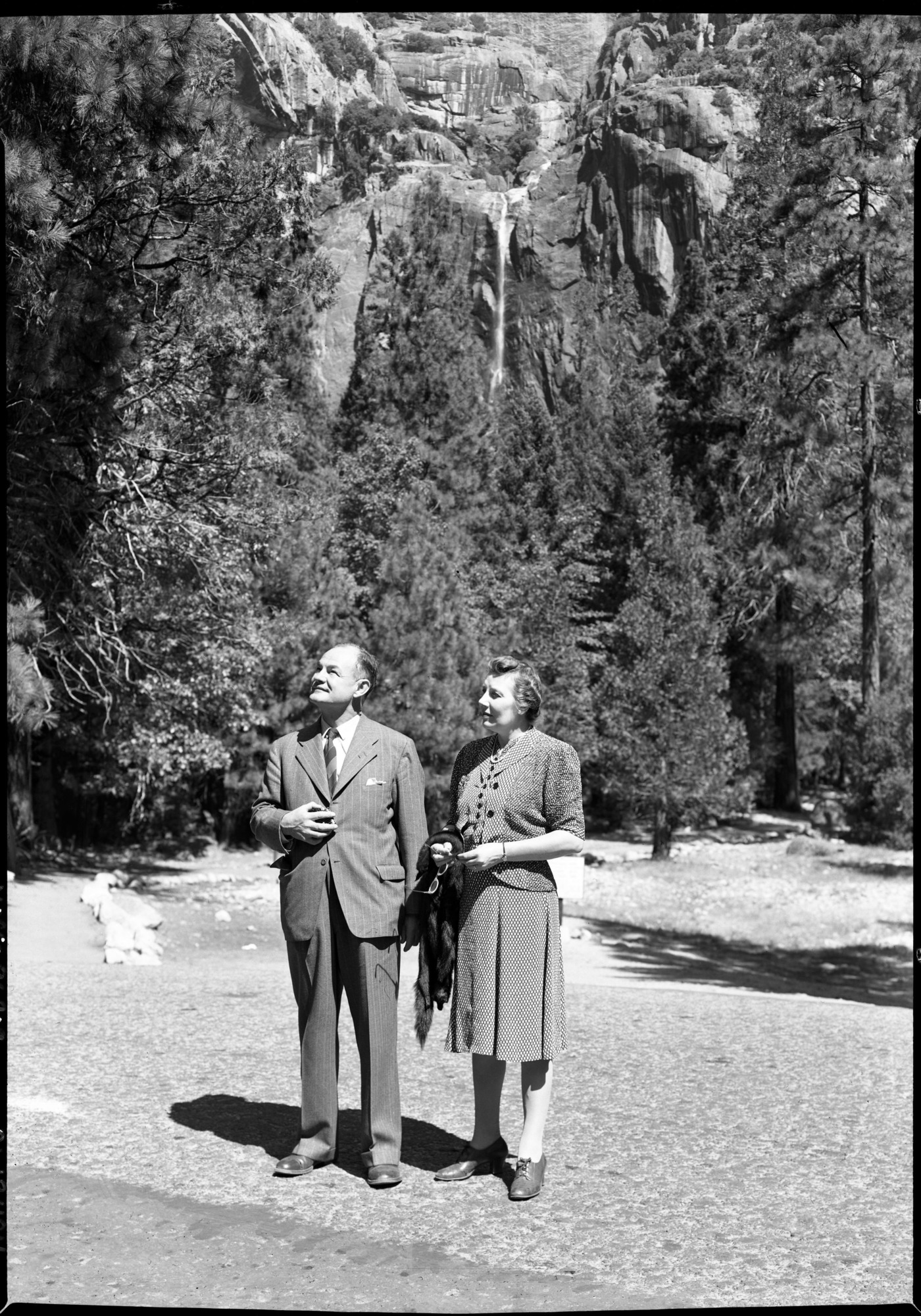Sect't of Agriculture Claude R. Wickard and Mrs. Wickard at Yosemite Falls.