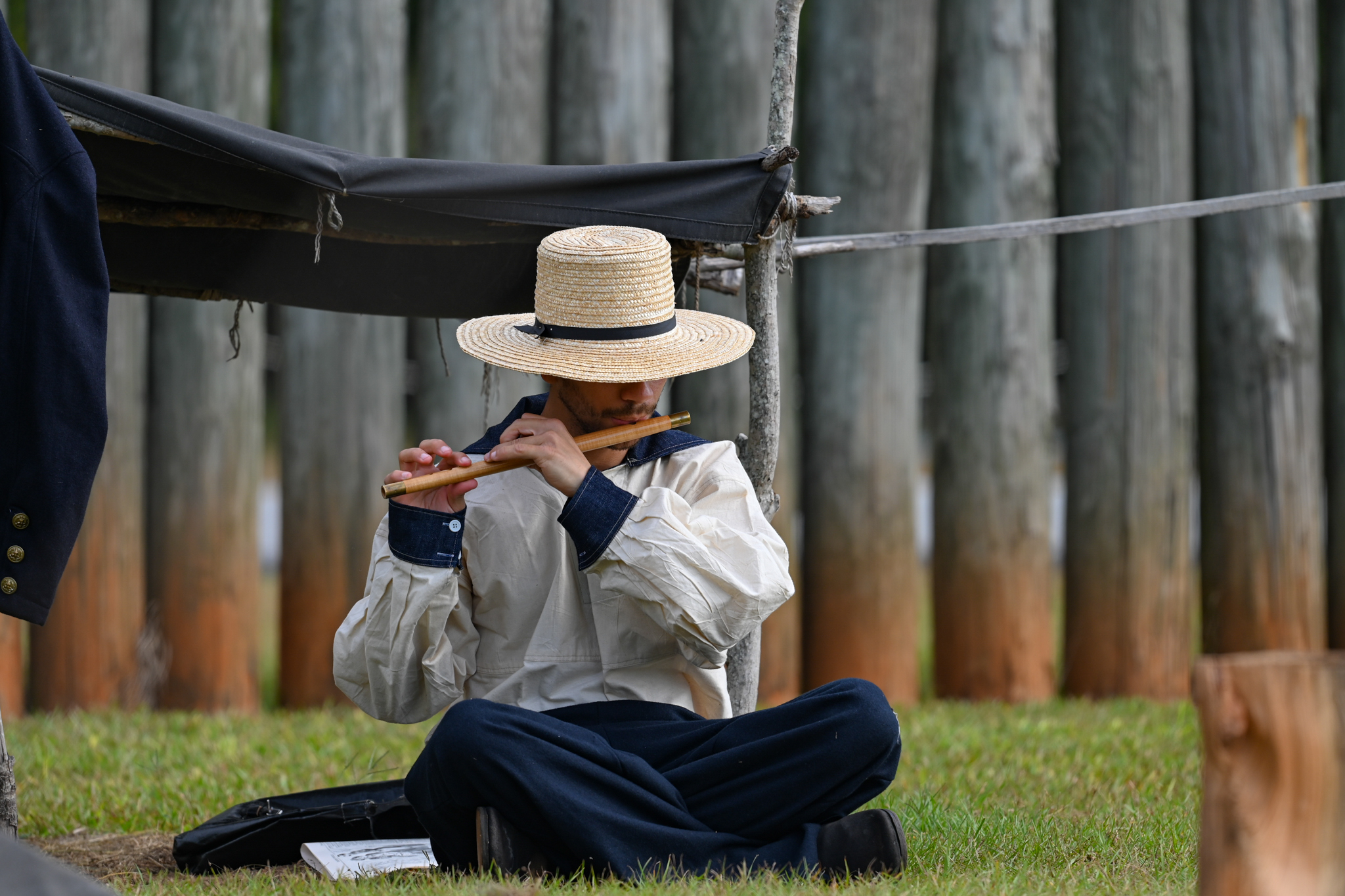 Union prisoner playing the fife, a common Civil War instrument.