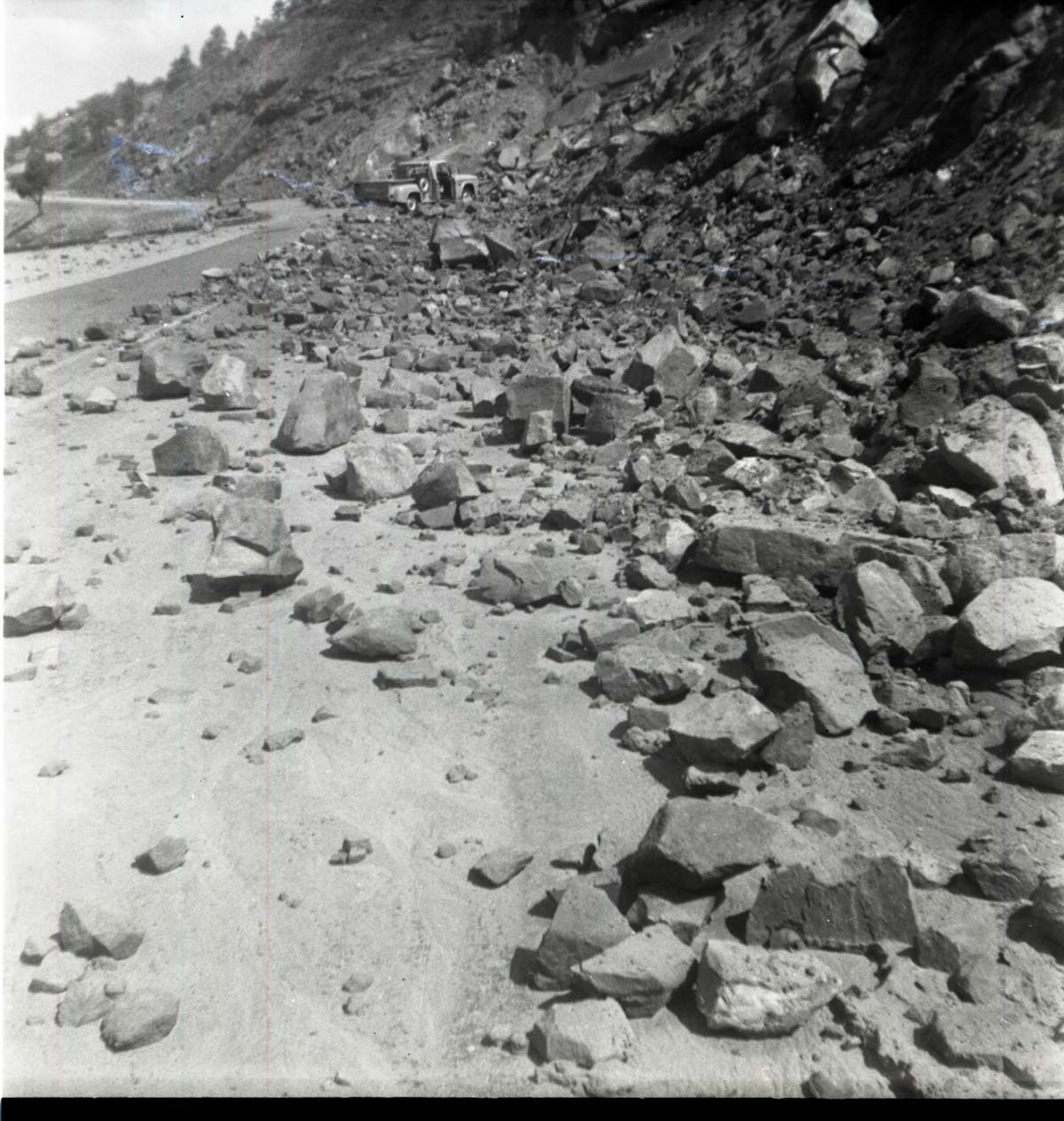 BW photos of rock slides in Kolob Canyons - 2x2.