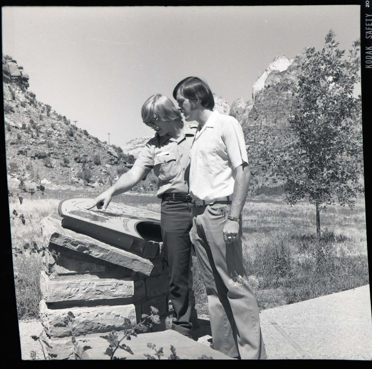 BW Photos of trailside exhibits.