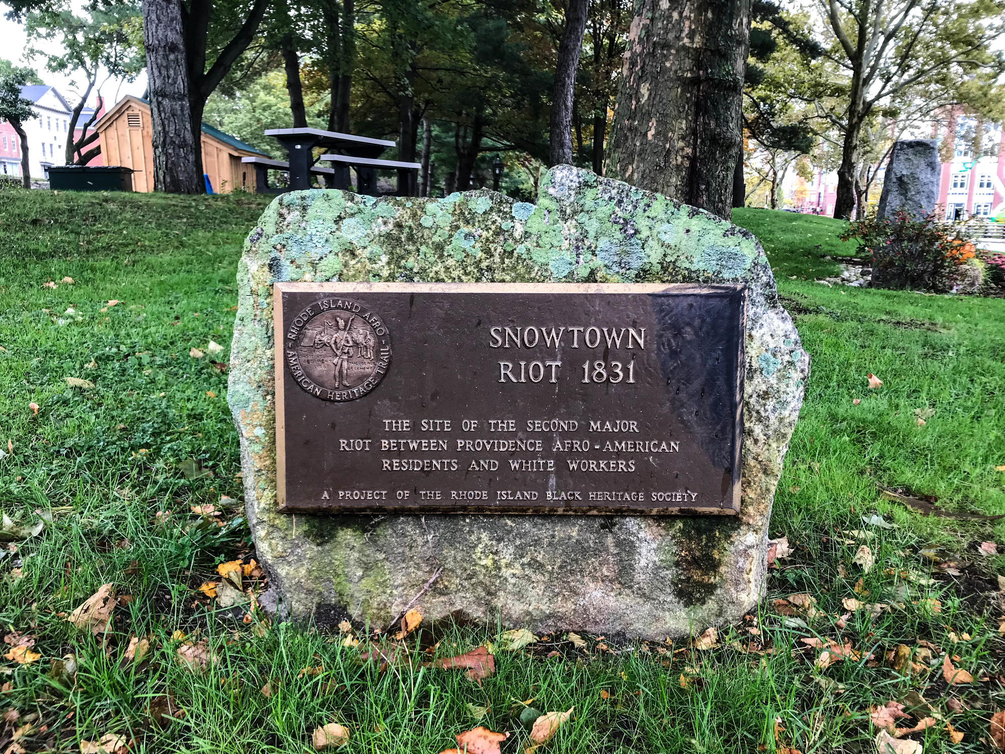 Snowtown Riot 1831 plaque on a rock