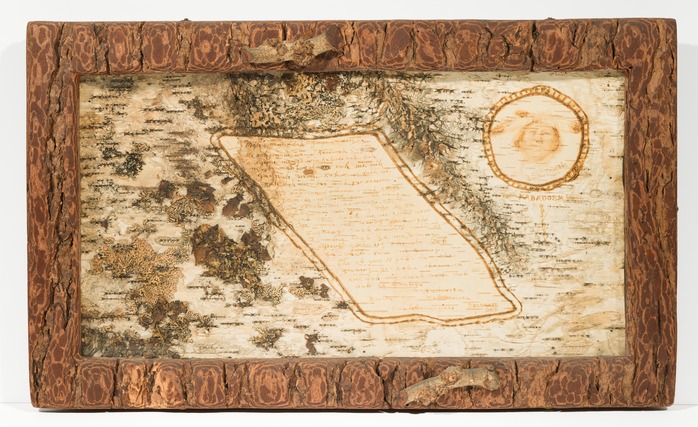 large, roughly hewn piece of birchbark inscribed with twenty-four lines in Anishinaabemowin