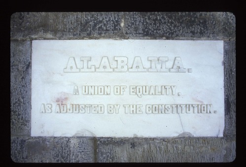 Grey Marble Stone with raised letters with the word Alabama on top