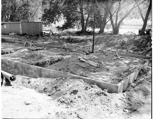 Construction of new residences, Watchman Housing Area - completion of foundation, residence Building 34.