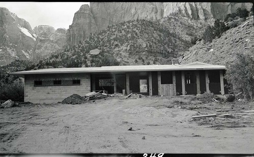 Construction of residence Building 27, Oak Creek Canyon. [This item has a positive. This item has a duplicate photo.]