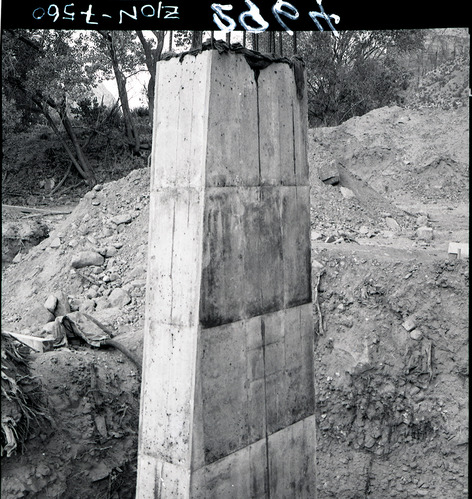 Bridge pier across Oak Creek.