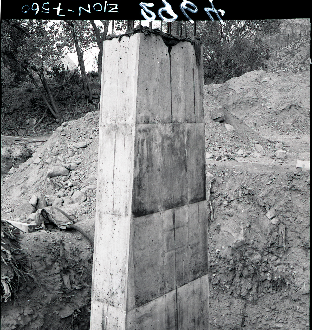 Bridge pier across Oak Creek.