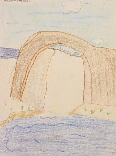 student drawing of Rainbow Bridge