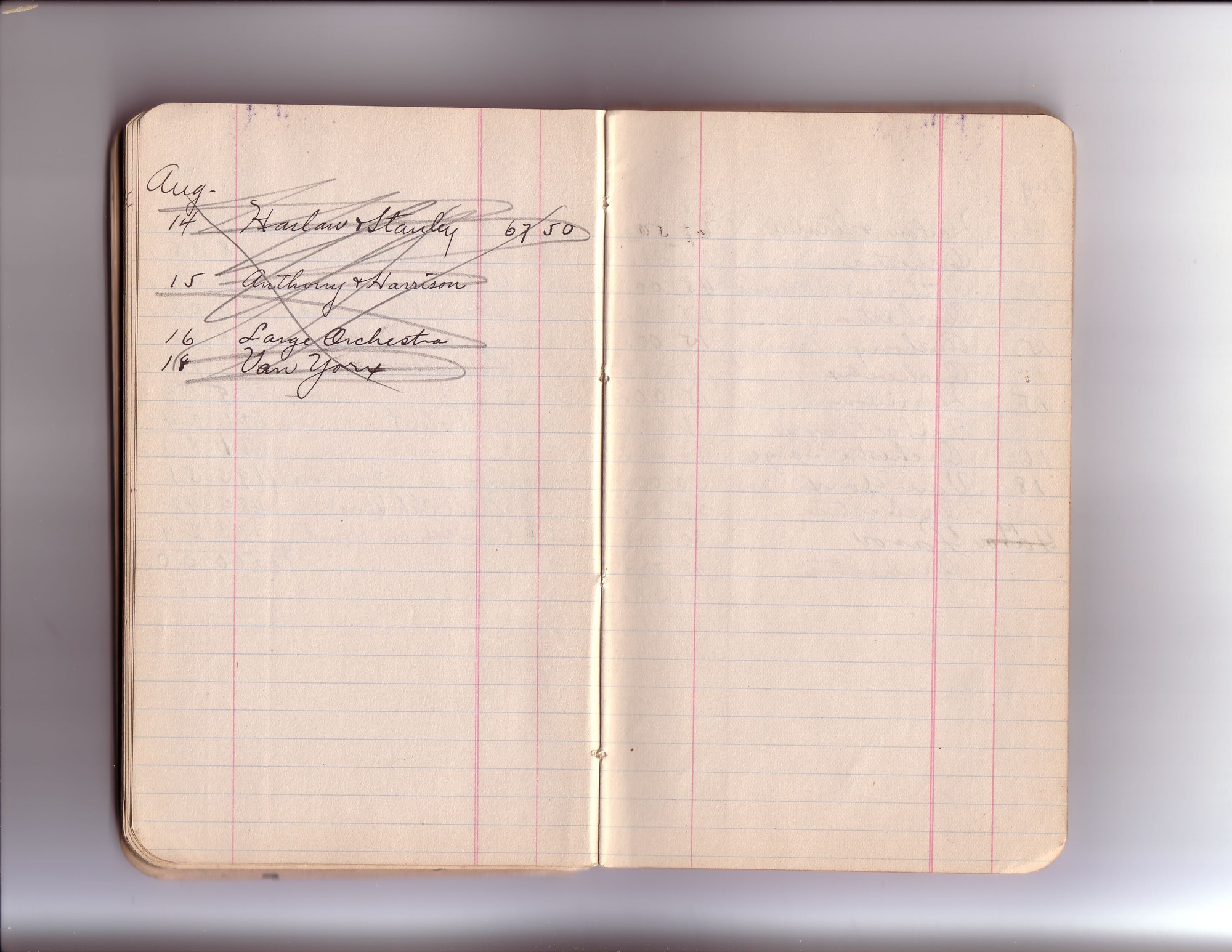 Thomas Edison's New York City Recording Studio Cash Book 02 (of 21), Image 41 (of 94). 