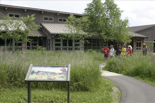 Summer theater campers walking