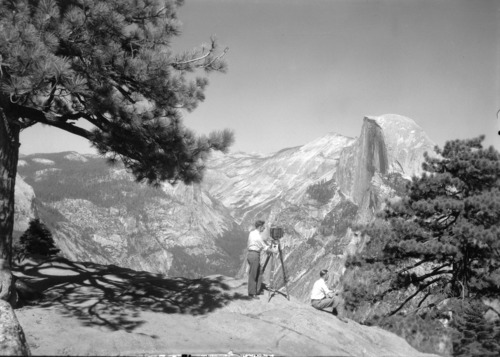 Milton Ayres taking pictures from Glacier Point.
