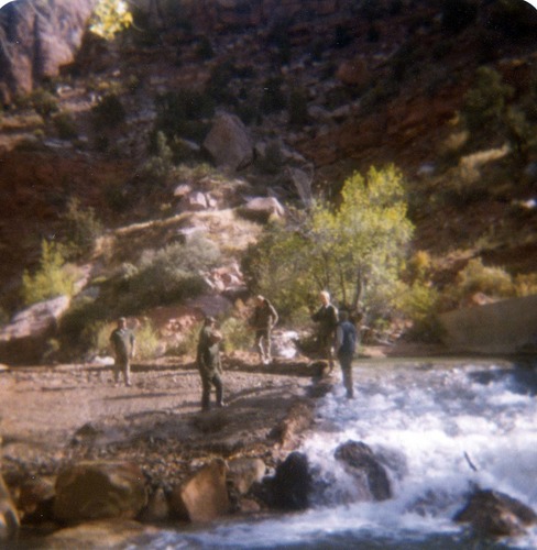 Color photo of the construction/modification of the Canyon Junction spillway on the Virgin River.