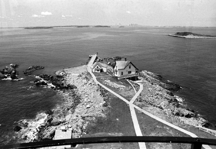 Little Brewster Island as seen from the top of Boston Light. (Olmsted Center for Landscape Preservation Boston Harbor Islands Cultural Landscape Report.)