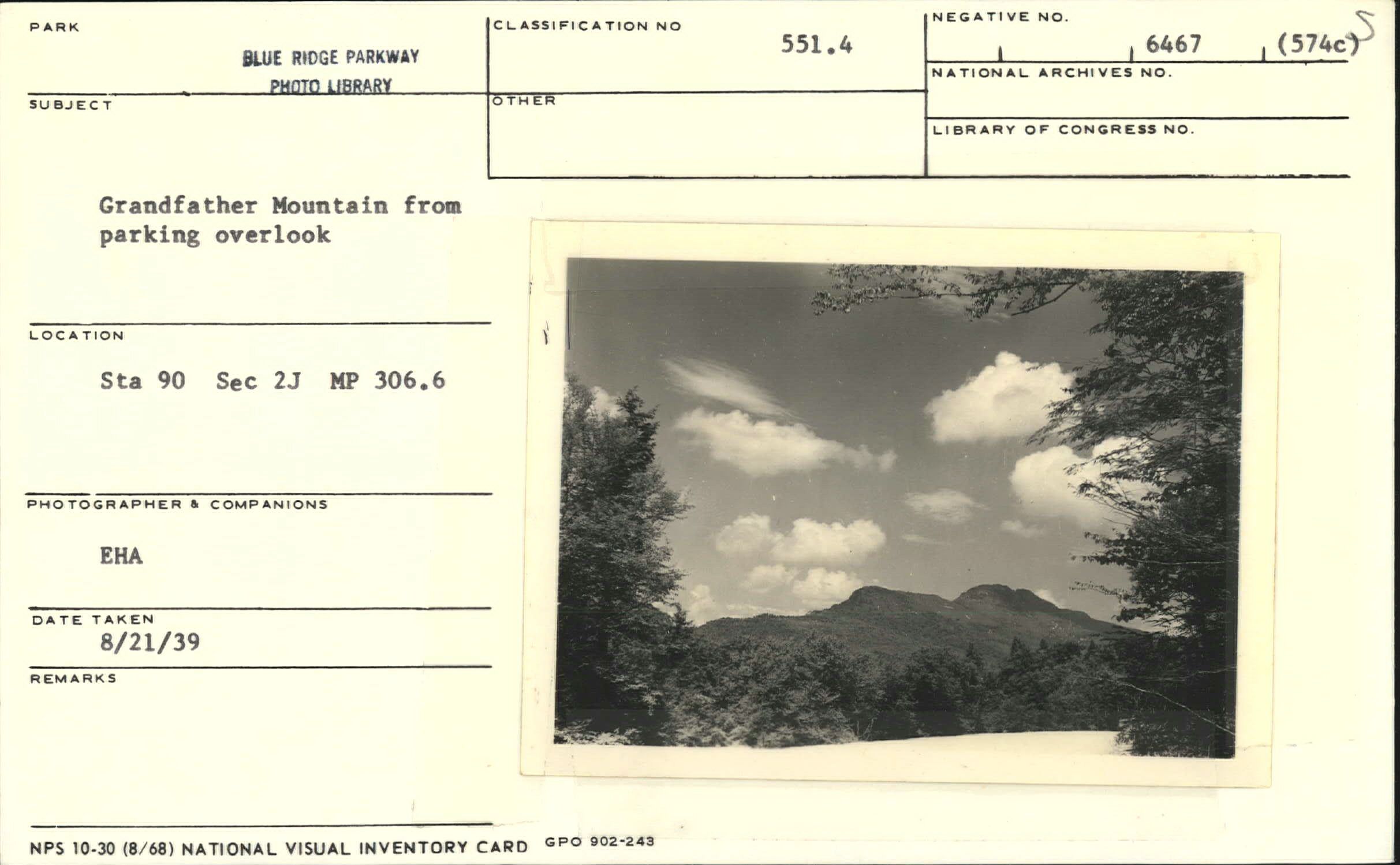 View of Grandfather Mountain from Grandfather Mountain Parking Overlook