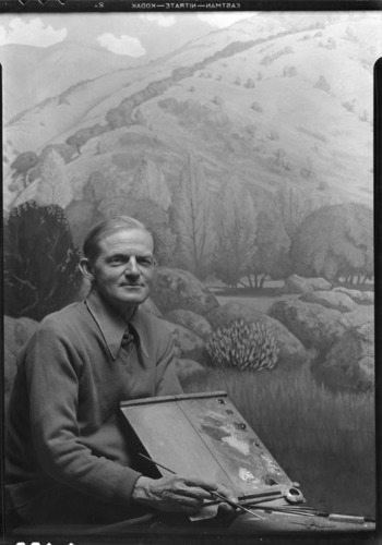 Ferdinand Burgdorff, nationally known artist. Taken in the Sonoran Zone case in the Museum.