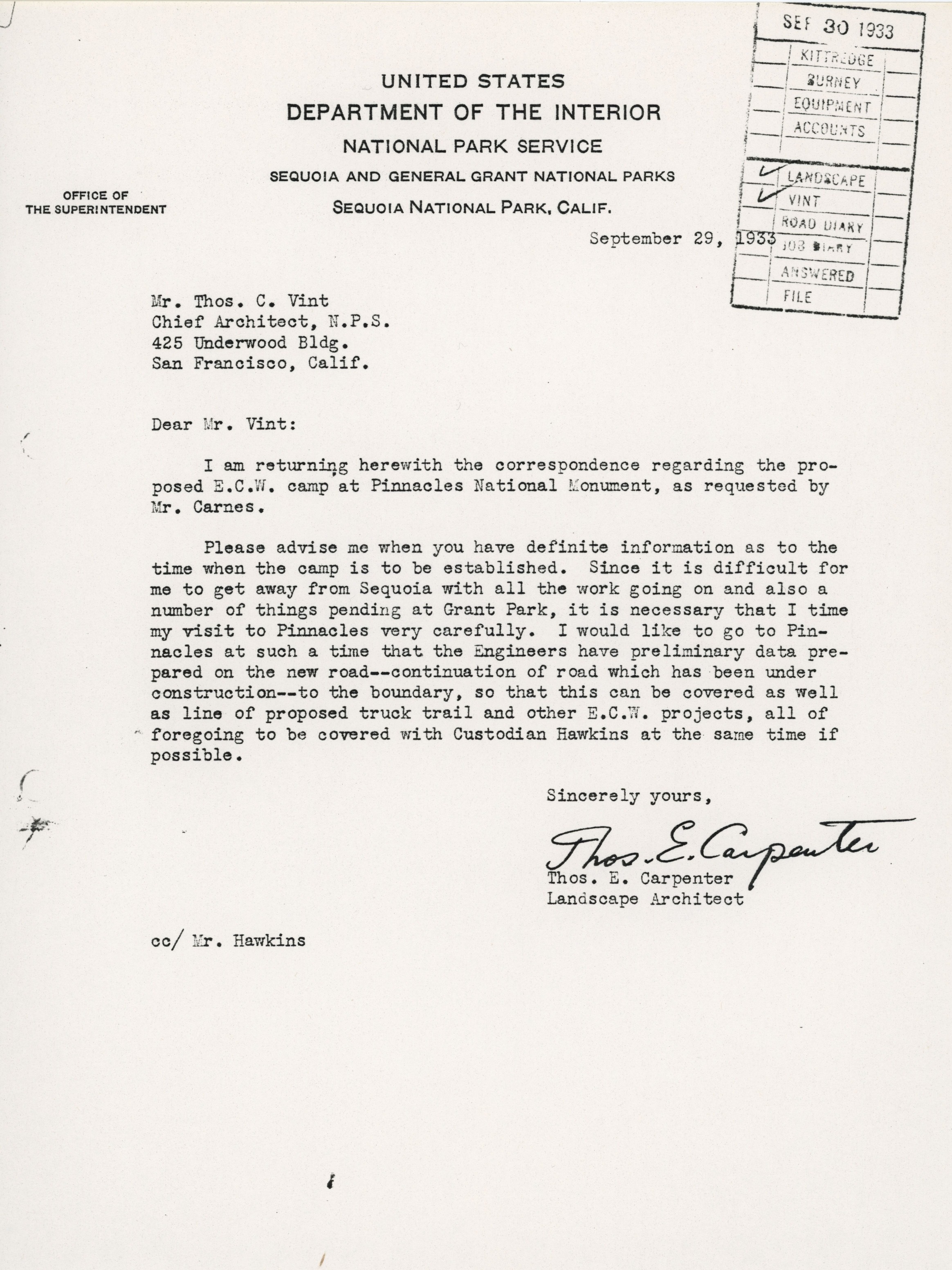 Proposed ECW Camp Correspondence