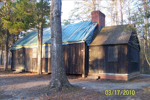 Roof replacement of B-12 lodge in Cabin Camp 5 at Prince William Forest Park in March 2010