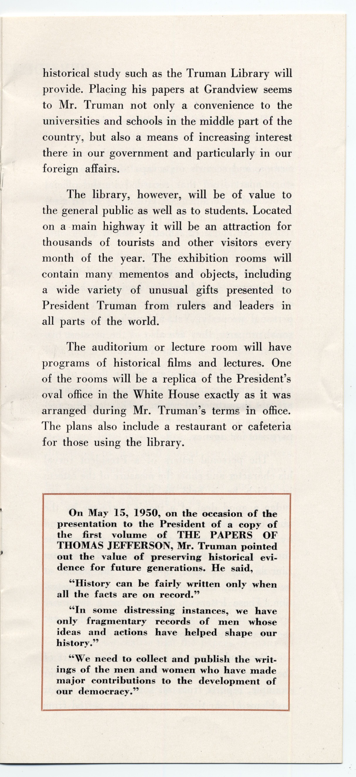 A ten page pamphlet with a salmon colored cover and illustration of the library.