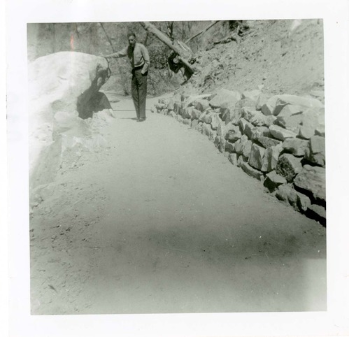 NPS personnel working on the trail maintenance of the Narrows.