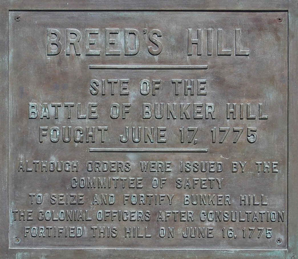 Plaque about Breed's Hill.