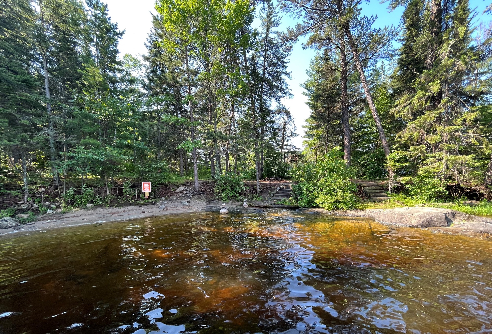 Houseboat Blind Indian Narrows South at Namakan Lake, Sand mooring; From Water