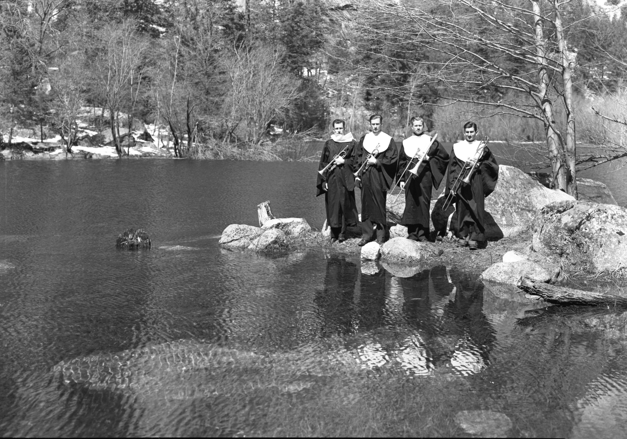 Trumpeters at Easter Sunrise Service at Mirror Lake. From Squire Coop's Acapella choir (UCLA)
