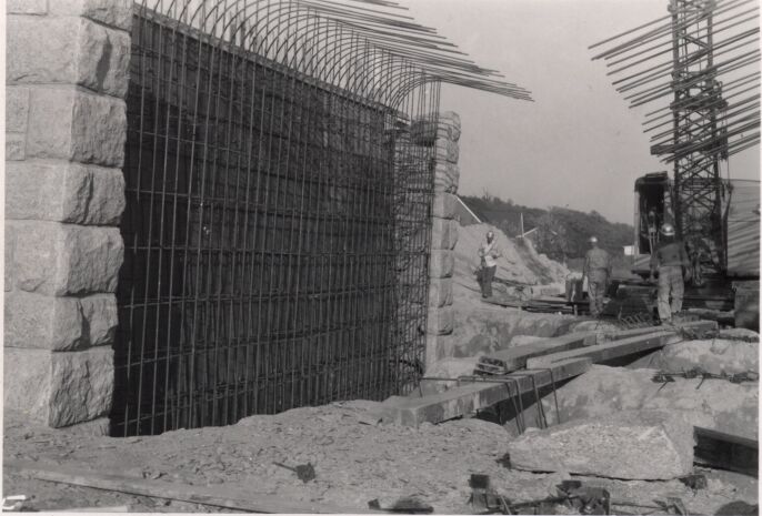 View of forming and placing of reinforcement for the north abutment of the Route 634 structure
