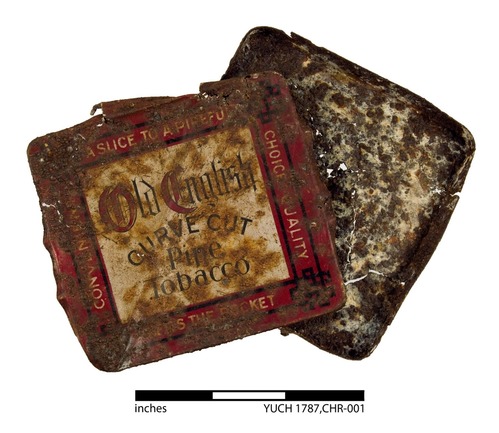 Historic tobacco tin from Charley's Village.