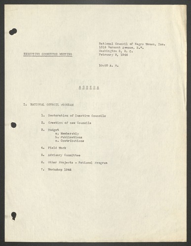 NCNW, meeting minutes, 1946