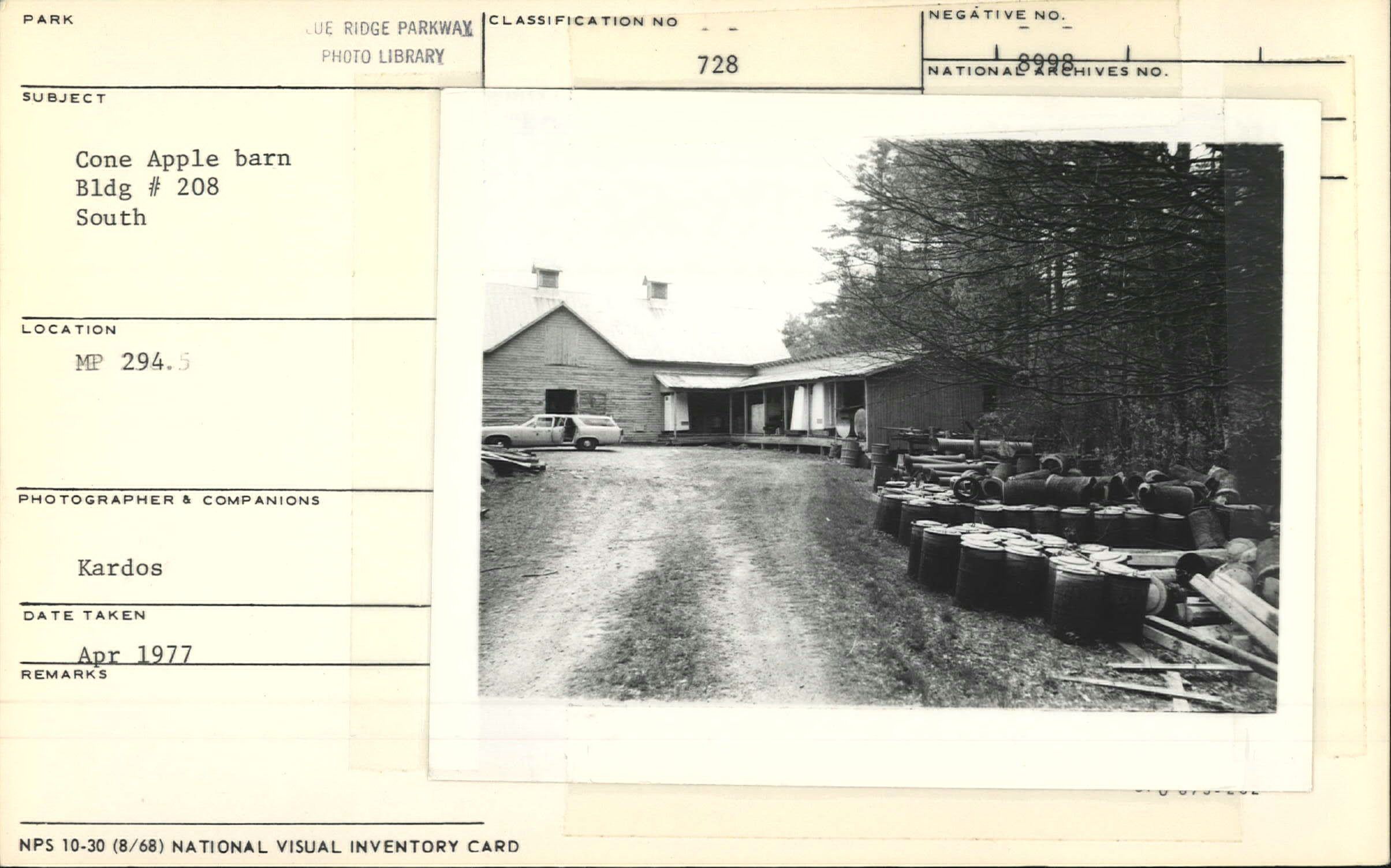 Cone Apple Barn, Bldg. #208 view from south
