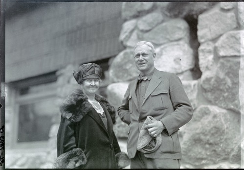 Mrs. D. A. Curry, manager of Camp Curry conversing with Director Stephen T. Mather