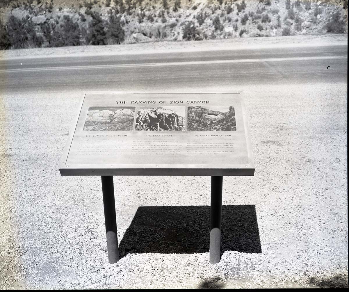 Wayside panel: the Carving of Zion Canyon.