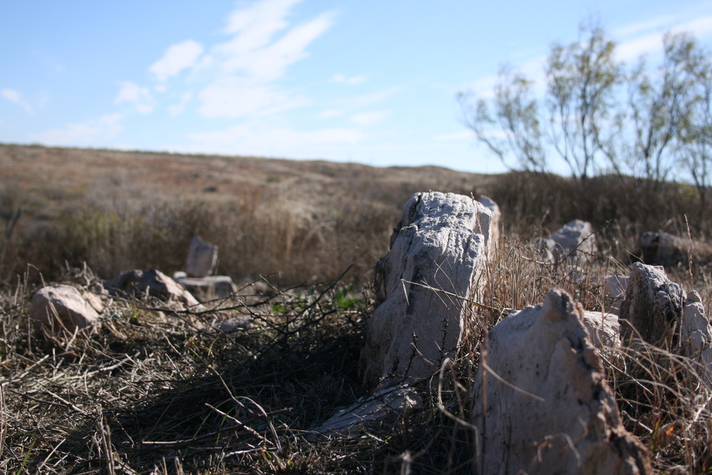 Close up of a stone from the wall remnant.