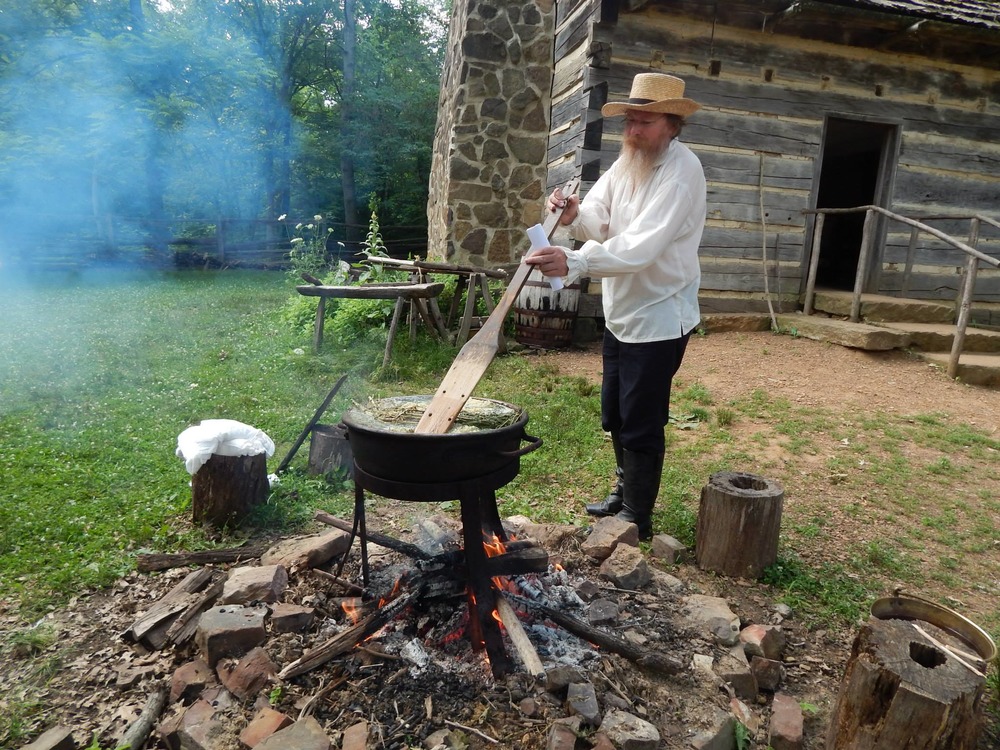 Dyeing wool at the Lincoln Living Historical Farm