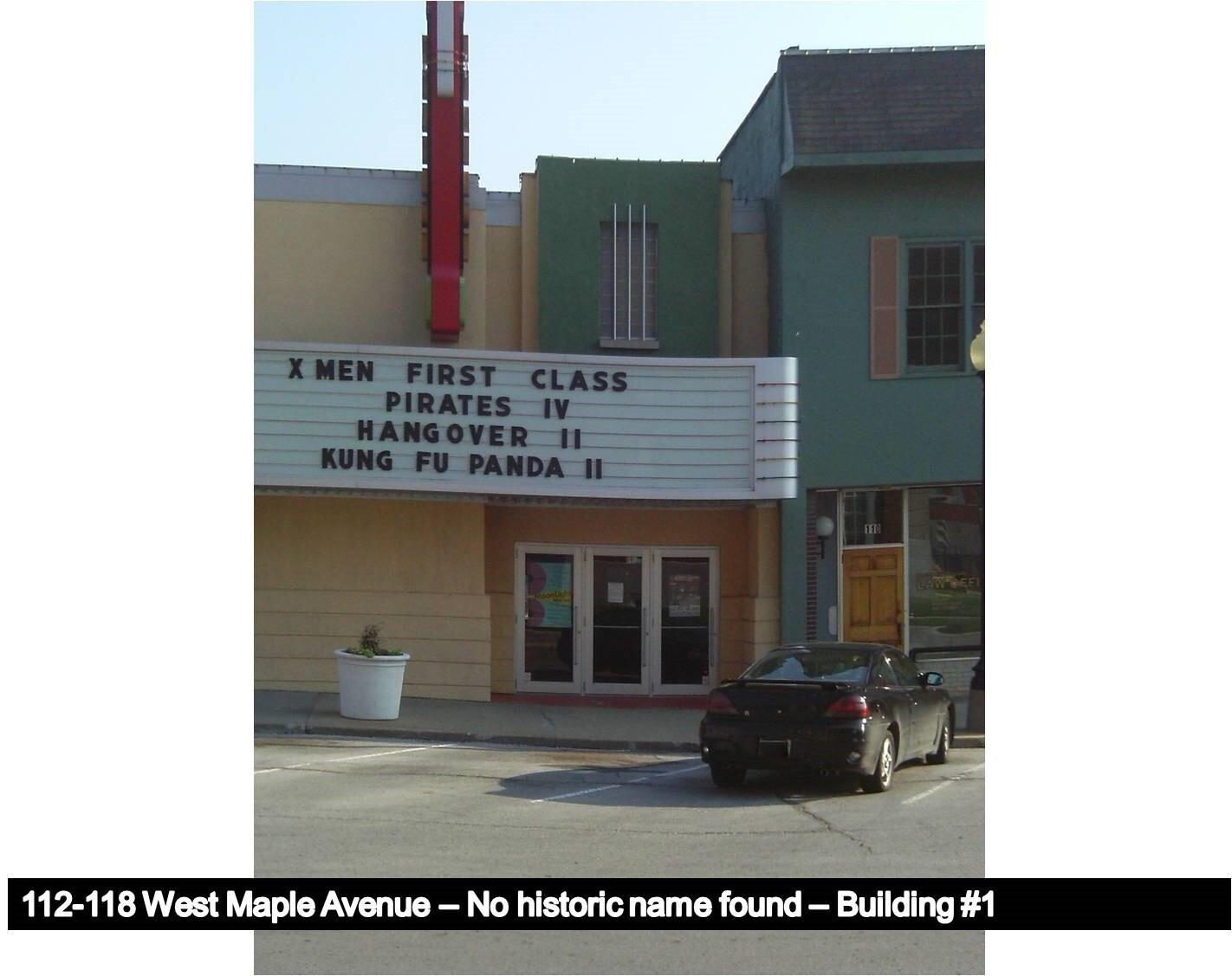 Image of the East section of an unnamed Commercial-style building.