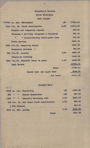 50990.PB#001--Approximate estimate of cost of eliminating grade crossings through Bloomfield including Watsessing [1910.05]