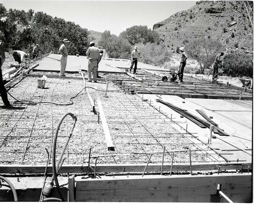 Pouring concrete for first floor of visitor center.