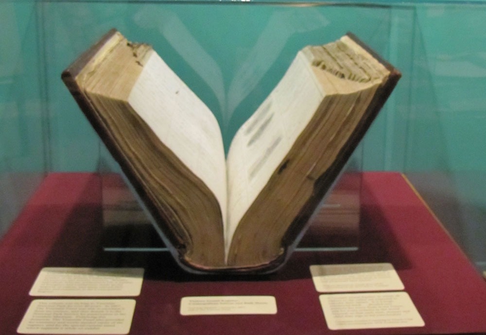 Visitors Guest Register, Cosmopolitan Bath House and Saloon. 20 x 23 x 7½ in. Gift of The Yosemite Fund. Catalog No. 6825.