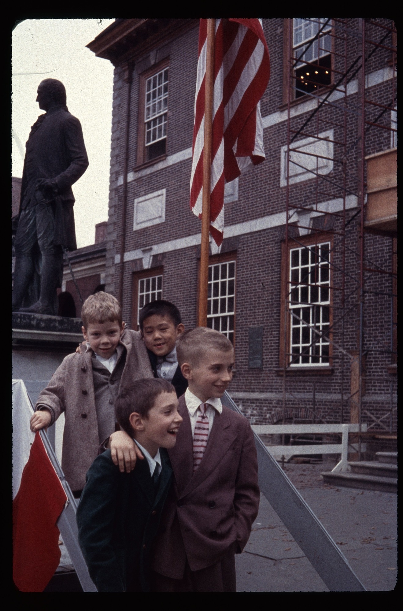 3 boys outside Independence Hall