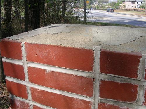 Brick repointing of CCC Entrance Signs at Kennesaw Mountain National Battlefield Park in March 2007