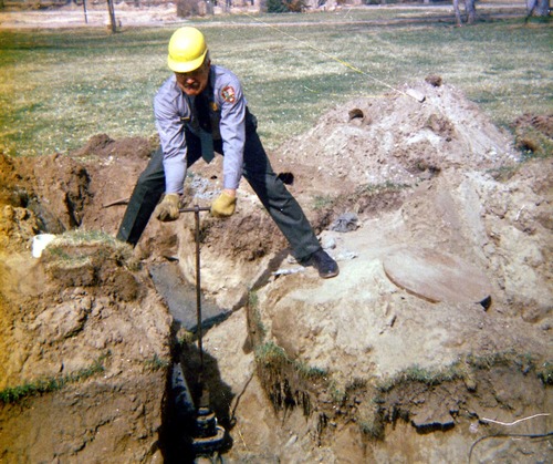 Man working on the Zion Lodge utilities project.