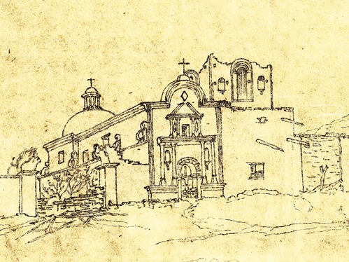 charcoal sketch of mission