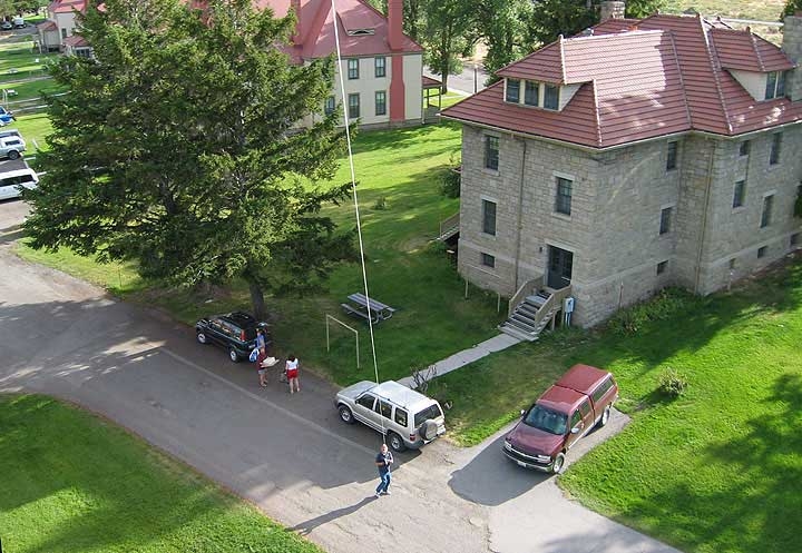 Aerial photo of the stone field officer's quarters