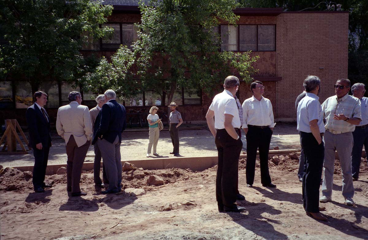 Photos of groundbreaking ceremony for remodeling of headquarters / visitor center building.